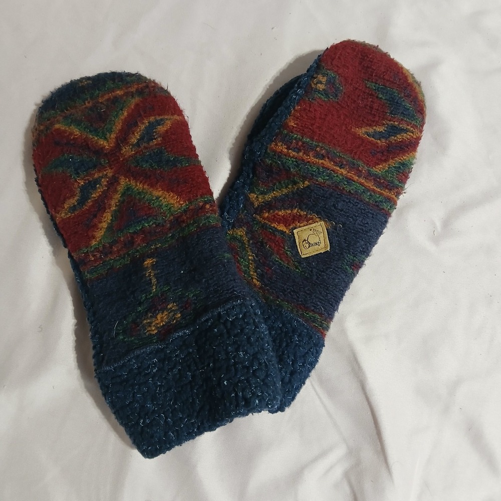 Vintage Puffin Gear Adult Mittens Aztec Print Made USA